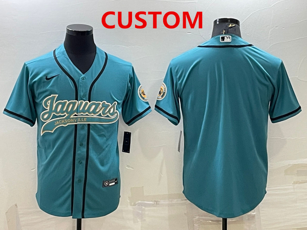 Men%27s Jacksonville Jaguars Custom Teal With Patch Cool Base Stitched Baseball Jersey->customized nfl jersey->Custom Jersey